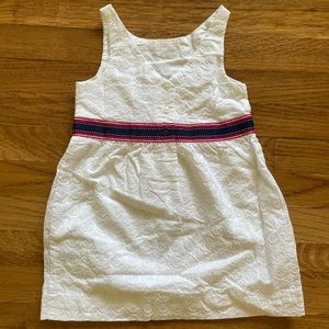 Janie and Jack white cotton dress, anchor jacquard